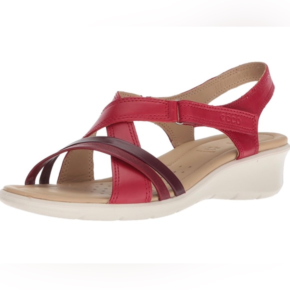 ECCO Felicia Leather Wedge Sandal Chili Red Velcro Closure EU 42 US 11-… - Picture 2 of 10